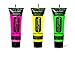 Set of 3 Paintglow Neon Glow in the Dark Face & Body Paint Rave Festival Party