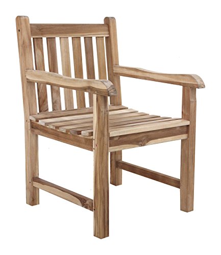 SAM® Teak-Holz Gartensessel, Gartenstuhl, Sessel mit Armlehnen, aus Massivholz, ideal für Balkon, Terrasse oder Garten, angenehmer Sitzkomfort