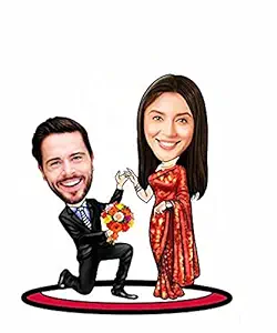 Grace Caricature Personalized Gifts for Couples Purpose Cutout (Wooden, 9inch x 6.5inch, Multicolour) CARI0037