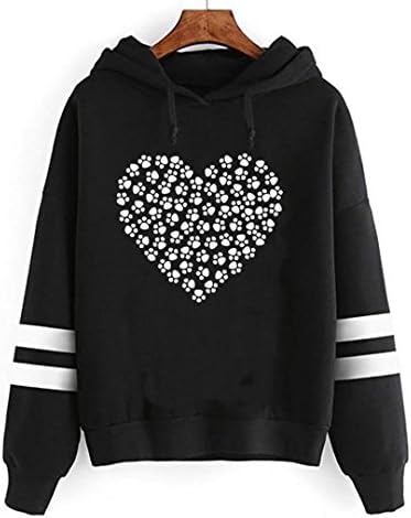 Fashion Dog Cat Paw Print Hoodies Sweatshirts Femmes Kawaii BTS Frauen Clothings Cotton Creative Plus Size Black XXL