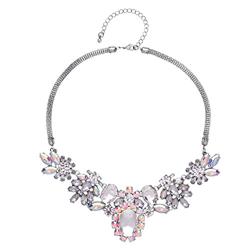 Preisvergleich Produktbild Front Row Damen-Kette silberfarben Kristallblume - Länge 46-48cm