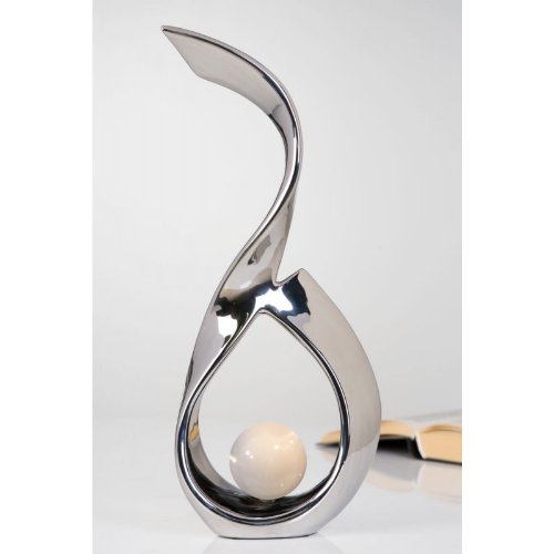 Moderne Skulptur White Ball aus Keramik Höhe 43 cm