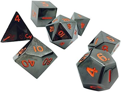 Norse Foundry Set of 7 Black Lava Full Metal Polyhedral Dice RPG Math Games DnD Pathfinder
