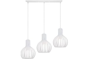 PETITES ECREVISSES Lámpara Colgante 3 Luz Retro Metal Iluminacion Industrial Creativo Luz de Techo Moderno Lámpara Palo para Cocina Comedor Dormitorio (Blanco- con una barra)