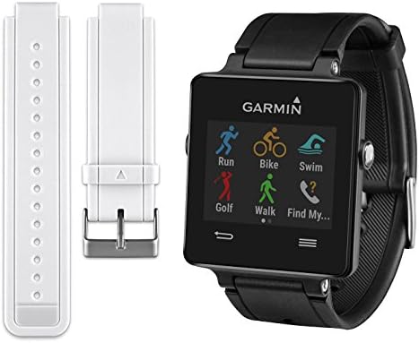 Garmin Vivoactive Smartwatch Bundle - Black w/Replacement White Strap