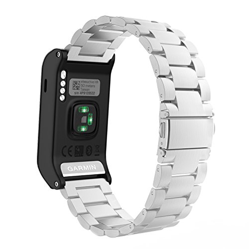 Preisvergleich Produktbild MoKo Garmin vívoactive HR Armband - Edelstahl Replacement Watchband Strap Uhrenarmband Erstatzband mit Metallschließe Watch Band für Garmin vívoactive HR Sport GPS-Smartwatch, Silber