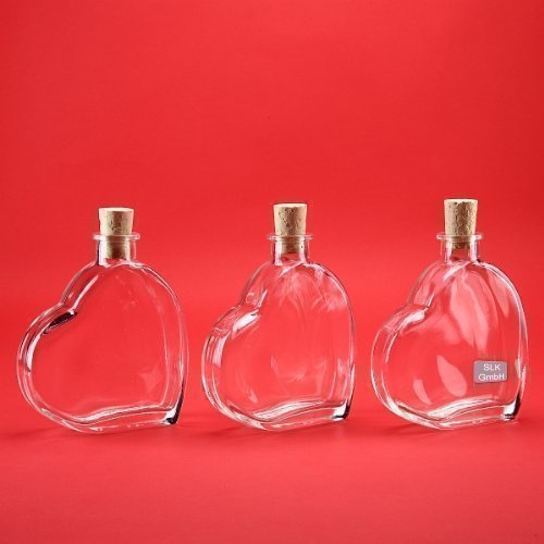 slkfactory 3 Botellas vacías 200 ml Corazón Corazón Forma de Botella Corazón Botellas con Corchos 0,2 L L de Licor Botellas Licor Botellas vinagre Botellas Aceite