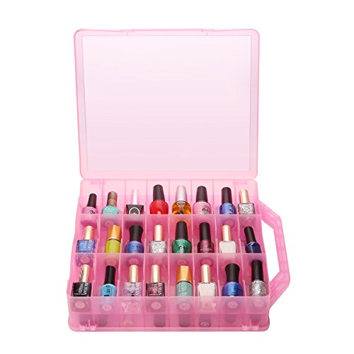 MAKARTT Universal Adjustable Nail Polish Holder Organizer 48 Bottles Pink