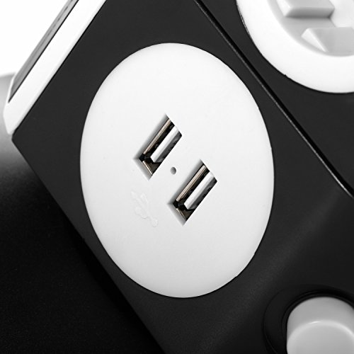 SAFEMORE Schaltbare 15 Fach Steckdosenleiste Mehrfachsteckdosen Steckdosenturm mit 2 USB Anschlüsse 2500W/10A Schwarz + Weiß - 4