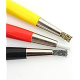 Set x 3 brass steel & fiberglass Scratch brush pen removes rust scratches