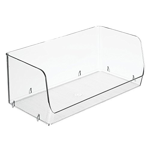 InterDesign Linus 2er-Set Aufbewahrungsbehälter für Küchenschrank medium | Küchenbox für Lebensmittel oder Küchenzubehör | stapelbare, offene Sortierkiste | Kunststoff transparent