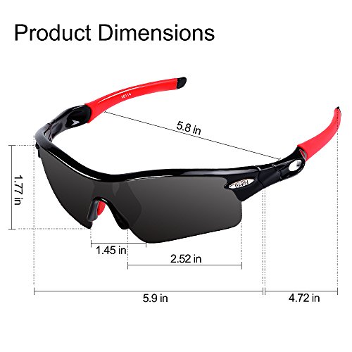 Ewin E12 Polarisierte Sport Sonnenbrille mit 4 austauschbaren für Herren Damen Golf Radfahren Fahren Angeln Laufen Brillen, TR90 unzerbrechlich Rahmen, Anti-Fog, wasserdicht Objektiv - 5