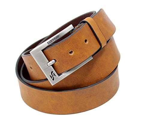 STARHIDE Mens 1.5" Full Grain Genuine Leather Casual Belts With Detachable Single Pin Buckle SB07 (S