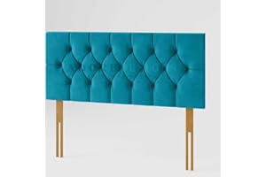 Adore Living Divan Bed Headboard Elegant Chesterfield Plush Velvet 20" Height Padded Lined Headboard (Mallard, 4ft6 Double)