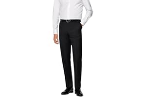 GENERIC Mens Smart Formal Trousers | Office Workwear Business Suit Bottoms | Flat Front & Straight Leg Dress Pants Classic & Comfort Fit | Waist Sizes 30–50 Inch