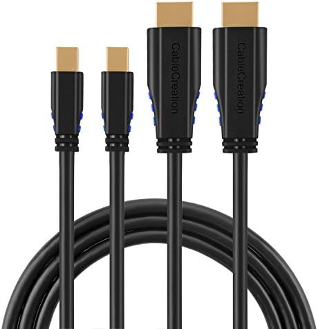 Mini DP to HDMI, CableCreation [2-Pack] Mini DisplayPort (Thunderbolt Port Compatible) to HDMI AV HDTV Adapter for Mac Book, Imac and More, (DP v1.2 Support 4Kx2K) 3ft/0.9M (Black & Blue)