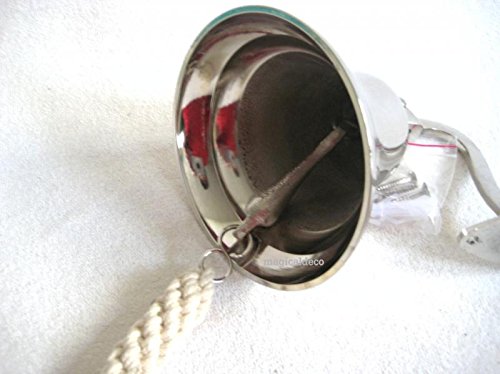 Schöne Schiffsglocke aus Messing, vernickelt mit Halterung und Bändsel - 7