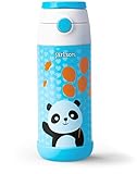 Fácil de limpiar: la botella para niños es muy fácil de limpiar, ya que la bebida solo entra en contacto con acero inoxidable y la pajita de silicona. Sin molestos residuos de líquidos en esquinas o muescas. Además, la gran apertura permite una buena visibilidad y una fácil limpieza. Sin embargo, se recomienda lavar a mano, ya que el detergente fuerte y el agua caliente pueden afectar al aspecto de la impresión.