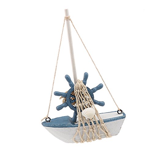 Generic Maritime Holz Mini Segelboot Segelschiff / Boot-Modell Tisch Geschenk Dekor – Ruder - 4