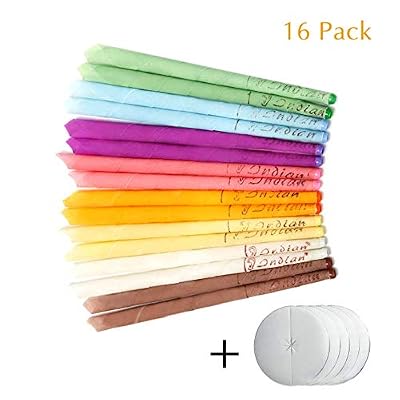 Queta 16Pcs Bougie Auriculaire Bougies d'oreille Cônes de Bougies en Cire d'Abeille avec Disques de Protection