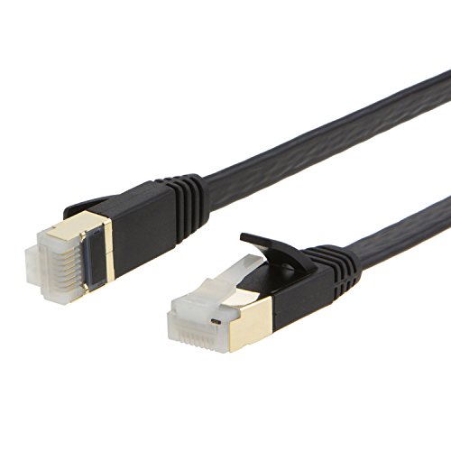 cablecreation Wohnung LAN Kabel CAT7 (Kategorie 7) doppelt geschirmt Ethernet Patch Kabel, 50U "vergoldet Kontakt, SSTP Netzwerk Kabel bis 10 Gigabit, Band Breite: 600MHz, 3,3 ft/1 Meter, schwarz