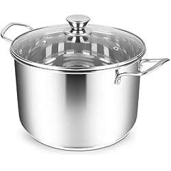Penguin Home - Marmite Professionnelle en Acier Inoxydable avec Couvercle en Verre - Parfait pour les Soupes, les Ragoûts et les Casseroles - Conçue pour Durer Toute une Vie - Acier Robuste - 7 litres
