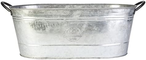 16" Oval Washtub Planter, Aged Galvanized Finish, 6/cs