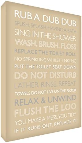 Feel Good Art Gallery Wrapped Box Canvas with Solid Front Panel (60 x 40 x 4 cm, Large, Soft Beige, Bathroom Rules)