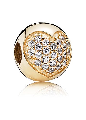 Pandora Damen-Bead Pav-Herz 585 Gelbgold Zirkonia wei - 750832CZ