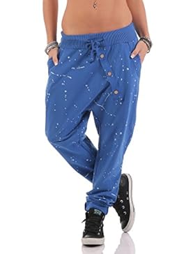 malito Boyfriend Pantaloni con Macchia Print Baggy 3306 Donna Taglia Unica