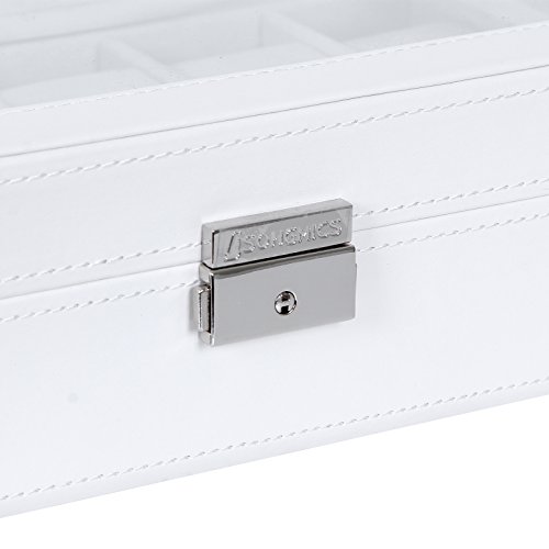 Songmics Uhrenbox für 12 Uhren Uhrenkasten Weiß JWB202 - 5