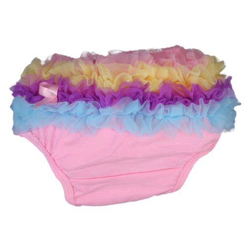 Baby Girl Colorful Ruffle Panties Bloomers Diaper Cover S (Pink)