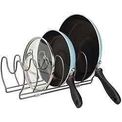 mDesign égouttoir pour casseroles, poêles et couvercles - range-couvercle compact pour ranger ustensiles de cuisine - porte-couvercle peu encombrant - couleur graphite