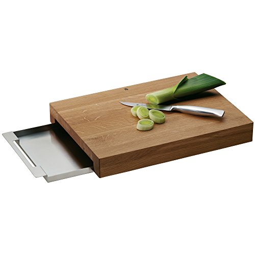 WMF Schneidebrett aus Eichenholz natur mit Auffangschale aus Cromargan Edelstahl rostfrei 18/10 36×26 cm rechteckig klingenschonend Handwäsche - 2