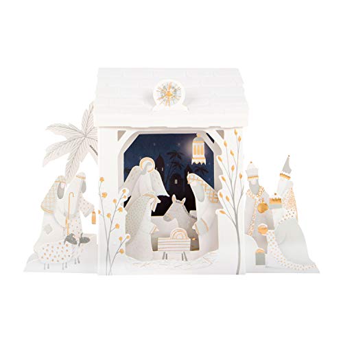 Hallmark Caja de 5 postales de Navidad desplegable con diseño de la adoración en el pesebre en 3D