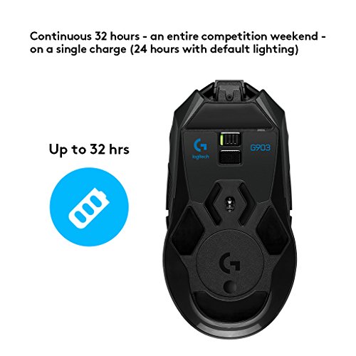 Logitech G903 - Rat  n inal  mbrico para Gaming con Sistema de Carga inal  mbrica POWERPLAY Compatible con Lightspeed - Paquete Alem  n