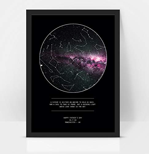 Personalised Father S Day Gift Star Map Constellation Night Sky Print Birthday Gift Father Gift A3 With Frame Buy Online In Honduras At Honduras Desertcart Com Productid 106736190