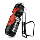Porta borraccia 650ml +portaborraccia mtb - beautyjourney borraccia termica borraccia vetro Bottiglia acqua Bottiglia termica Bottiglia vetro bottle bottleneck water Bollitore - 650ml Outdoor bottiglia d'acqua e portagabbia (Nero)