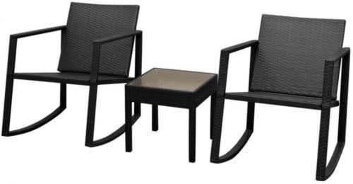 Modern Rocking Chair Set Rattan Outdoor Garden Furniture 2 Seater with Table