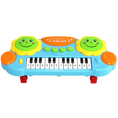 Preisvergleich Produktbild STOBOK Baby Kinder Klaviertastatur Frühe Pädagogische Entwicklung Musikinstrument Spielzeug Multifunktionale Tastatur Klavier mit Hellblau