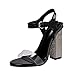 Produktbild SHE.White Damen Transparent Sandalen Elegant High Heels Schnallenriemen 9 cm Party Sandaletten Blockabsatz Shoes Abendschuhe Große Größe Mode Schuhe absatz mit Strassmit 35-42