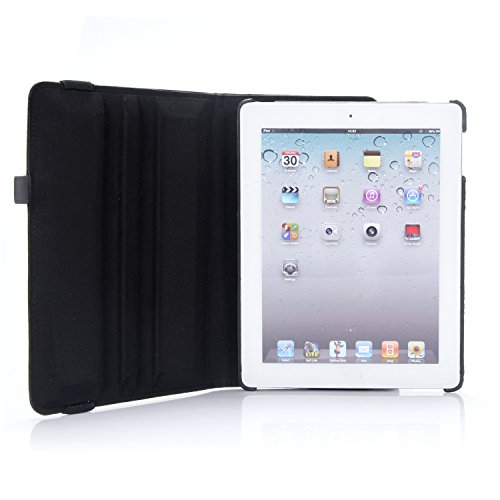 iPad 2/3/4 Hülle, RC iPad 2 3 4 360 drehende Smart Hülle PU Leder Abdeckung Gehäusedeckel für Apple iPad 2 3 4 (Schwarz) - 5