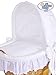 **BRAND NEW LUXURY NATURAL WICKER CRIB / MOSES BASKET / BASSINET WITH HOOD, SOLID WOODEN BASE, WHITE WITH LACE BEDDING SET + BRITISH MADE MATTRESS