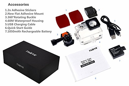 ThiEYE i60e Actioncam 4k HD Action Cam Wasserdichte Helmkamera Actionkamera WIFI Sport Action Kamera 170° Weitwinkel 2 Zoll - 7