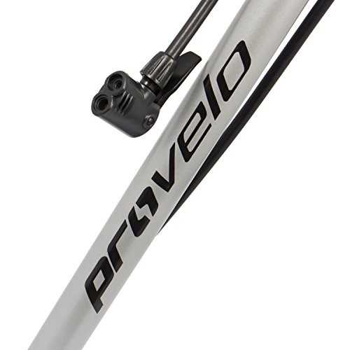 Fahrrad Luftpumpe in silber, Standluftpumpe mit Manometer und Universal Doppelpumpenkopf, inkl. Adapter Set by Provelo - 2