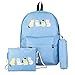Produktbild 3 pcs Damen Rucksack Sets,BestShope Monochrom Katze Muster Groß FreizeitRucksack Schulrucksack Reisetasche& Handtasche Beuteltasche und Kleine Geldbörse Geldbeutel für Jugendliche Männer Mädchen