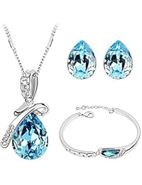 HFJ&YIE&H Schmuck-Set elegante Crysta Wasser Tropfen Anhänger Halskette Ohrring Armband