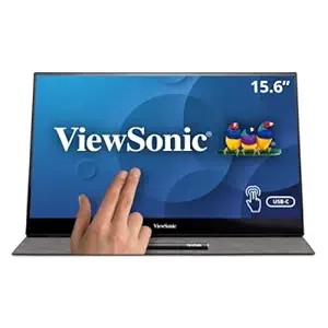 (Renewed) ViewSonic 15.6 Inch 1080p Portable Monitor with IPS Touchscreen, 2 Way Powered 60W USB C, Eye Care, Dual Speakers, Frameless Design, Built in Stand with Cover (TD1655)