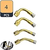 Material: Latón YOUTOO Válvula Extensiones 4 pieza Neumáticos Válvula garantía Válvula garantía adaptador metal Neumáticos 90 ° & 135 ° ángulo de curvada para moto bicicleta
