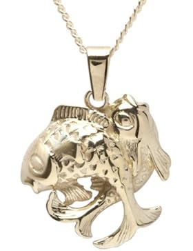 InCollections Unisex-Anhänger 925/000 Sterlingsilber vergoldet inklusive Panzerkette  Tierkreiszeichen 42 cm Fisch